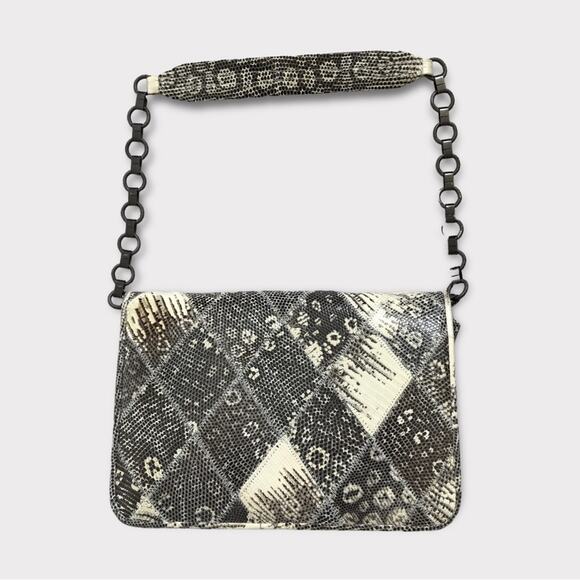 Kara Ross NWOT Leather Purse Flap Clutch Onyx & Python Purse - Picture 5 of 8